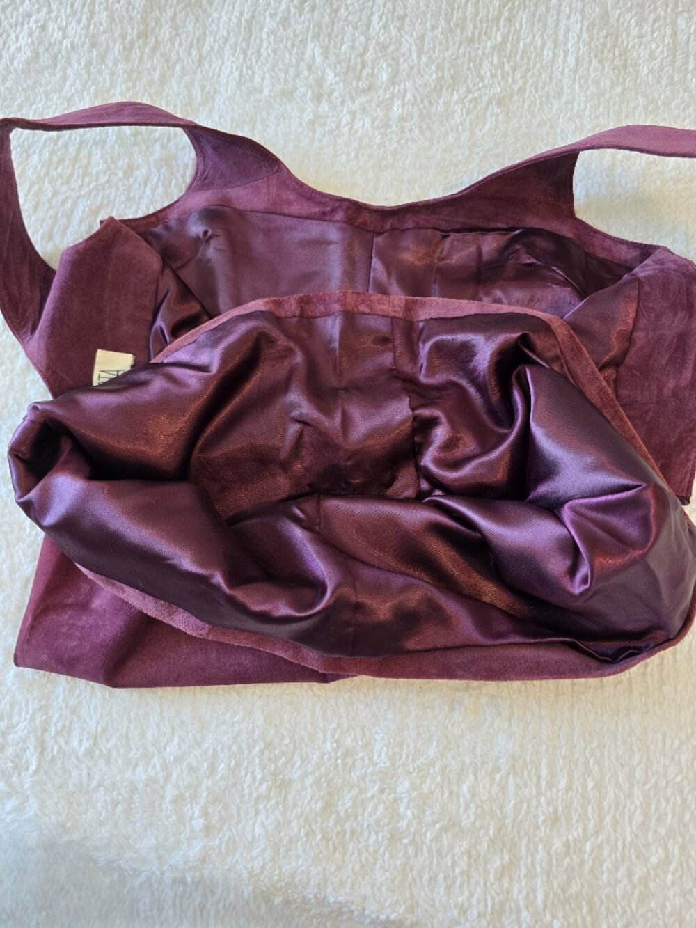 BB Dakota Vintage Style Plum 100% Suede Leather Shift Pinafore Dress Size 8 - Picture 13 of 16